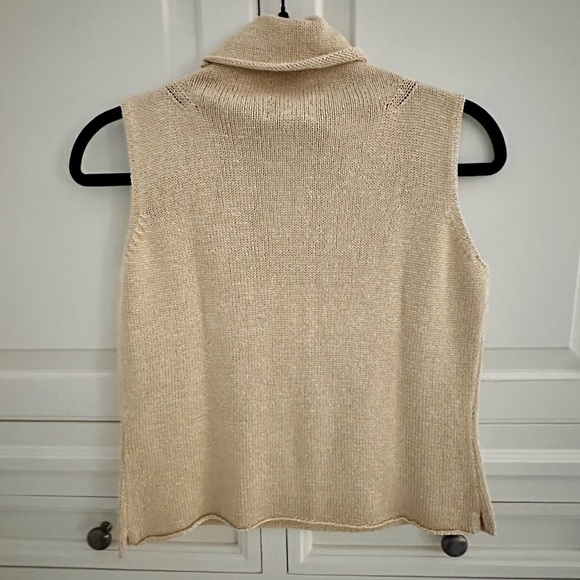Sigrid Olsen Sleeveless Gold Beige Silk Tank top - Picture 4 of 6